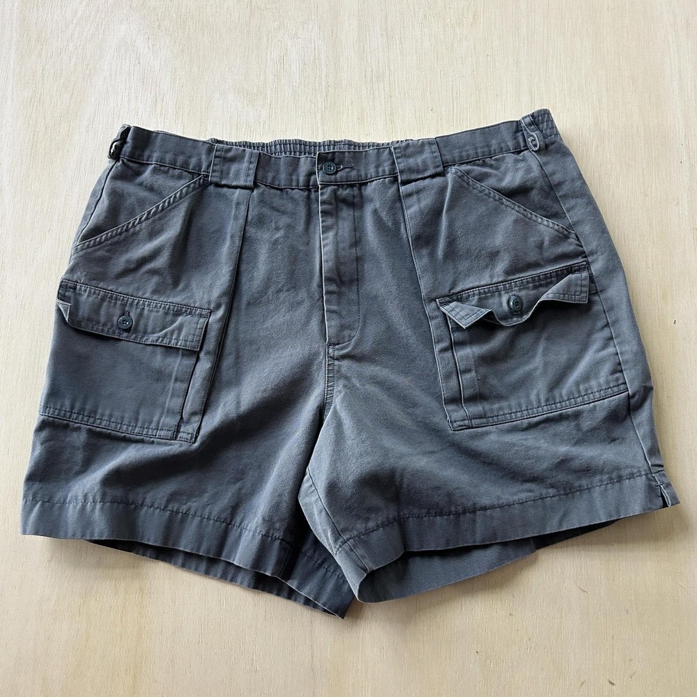 Vintage Sportif Cargo Shorts Mens 38 Blue Cotton Canvas Elastic Waist 5" Inseam